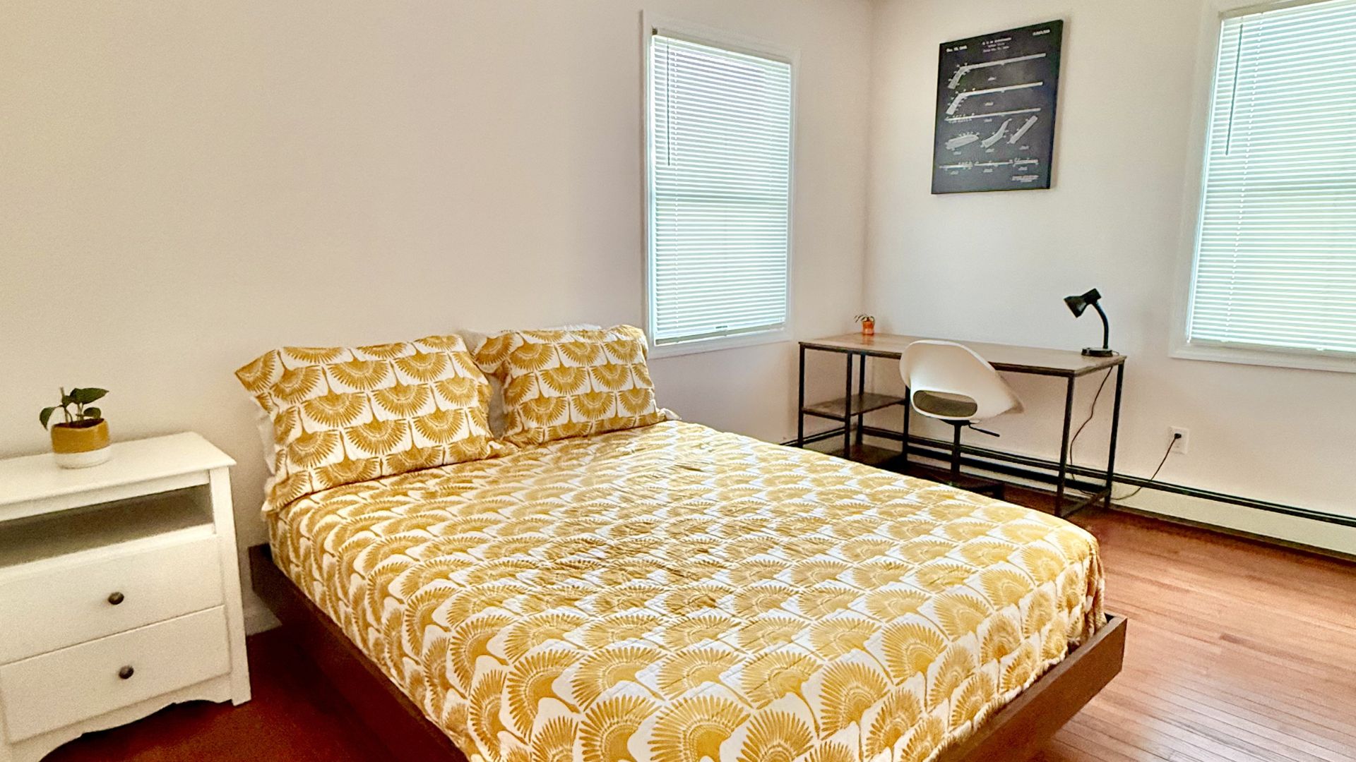 Primary bedroom with bed and night lighting for restful World Cup 2026 nights.